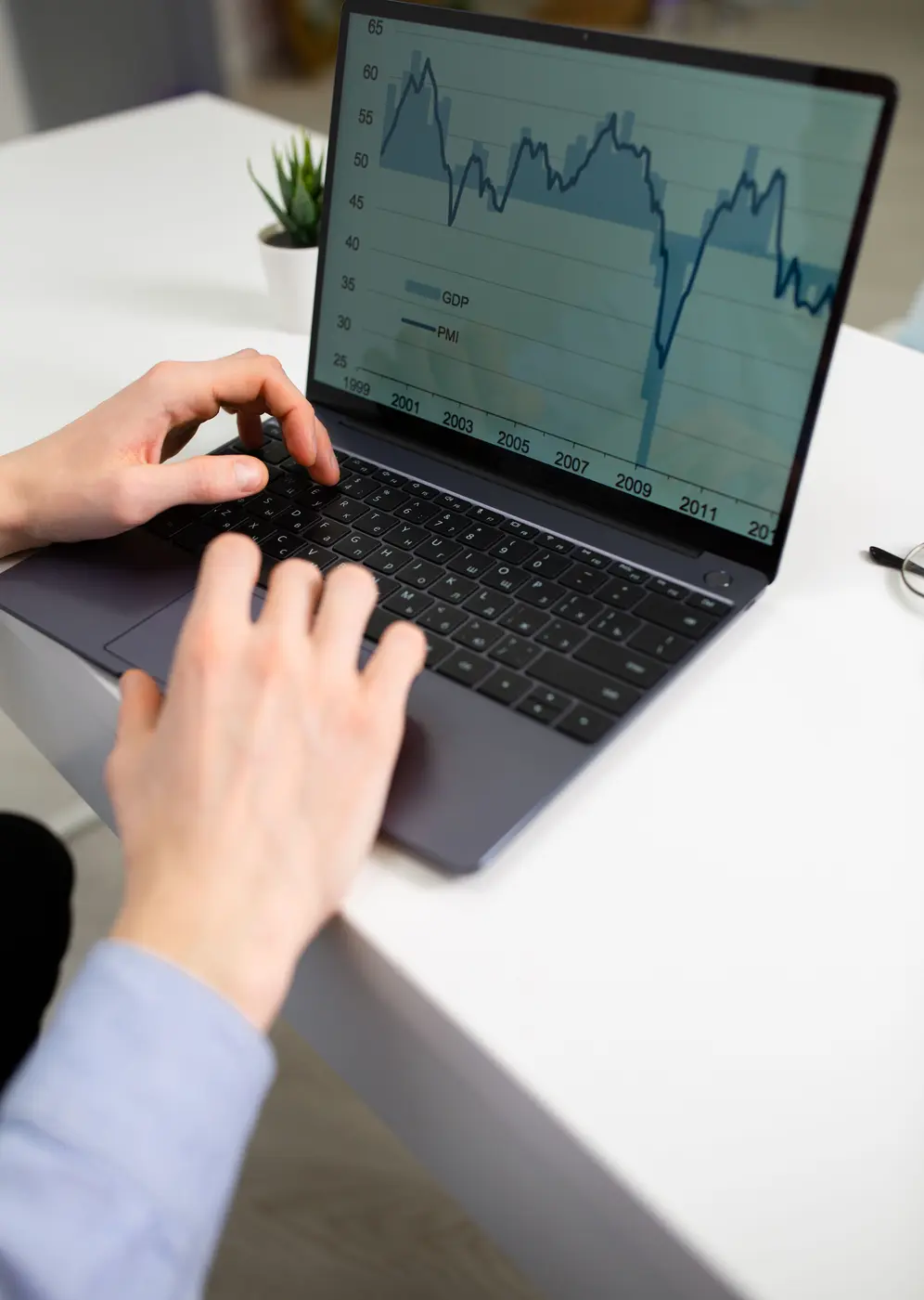Business owner reviewing financial information